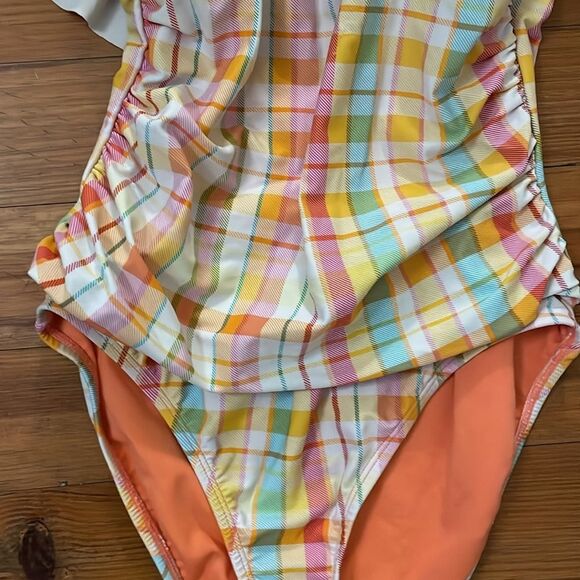 Bleu Rod Beattie Plaid Hip to Be Square One-Piece Swimsuit Womens size 6 Beach - Picture 5 of 10